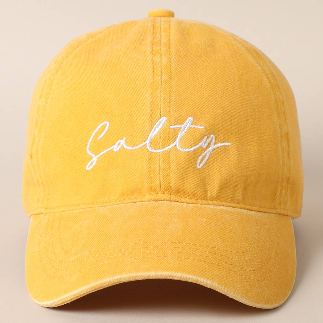 Salty Lettering Embroidery Baseball Cap- Hot Pink