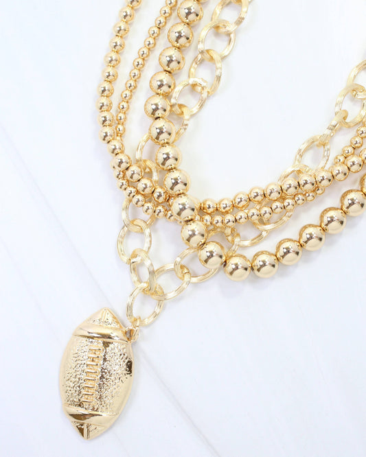 Caroline Hill Bree Beaded Layered Football Necklace Gold