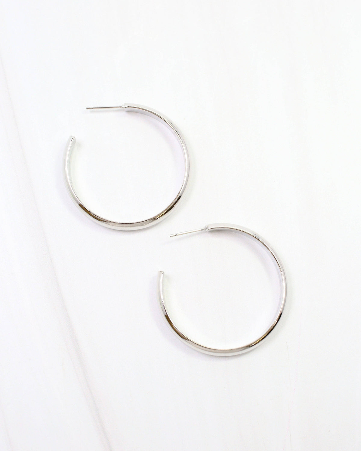 Caroline Hill Edison Warm Worn Silver Hoop Earrings