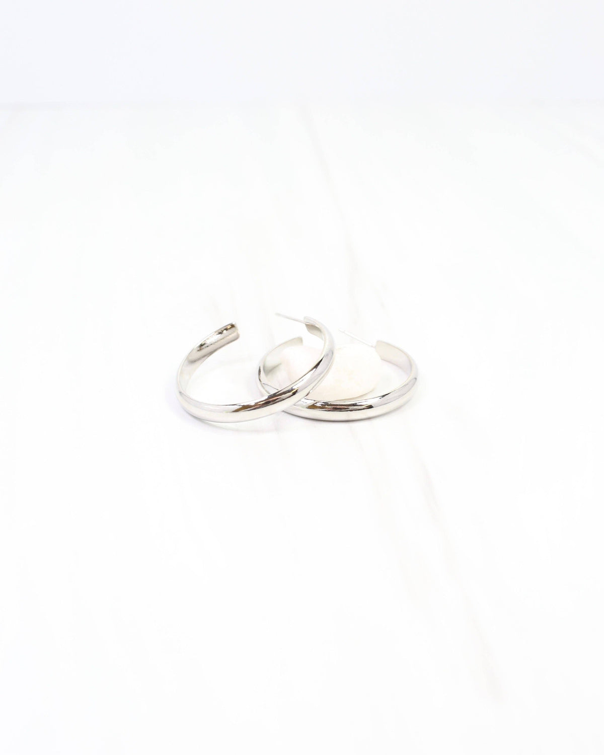Caroline Hill Edison Warm Worn Silver Hoop Earrings