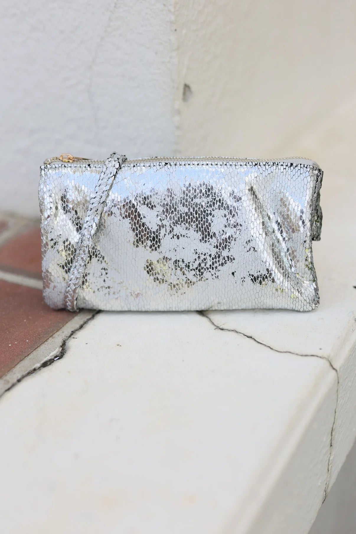 Liz Custom Collection Crossbody Bag Silver Fleck